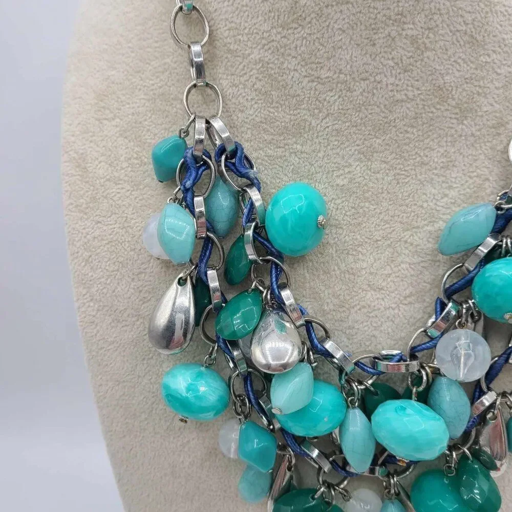 Lane Bryant Chunky Beaded Silver Tone Necklace